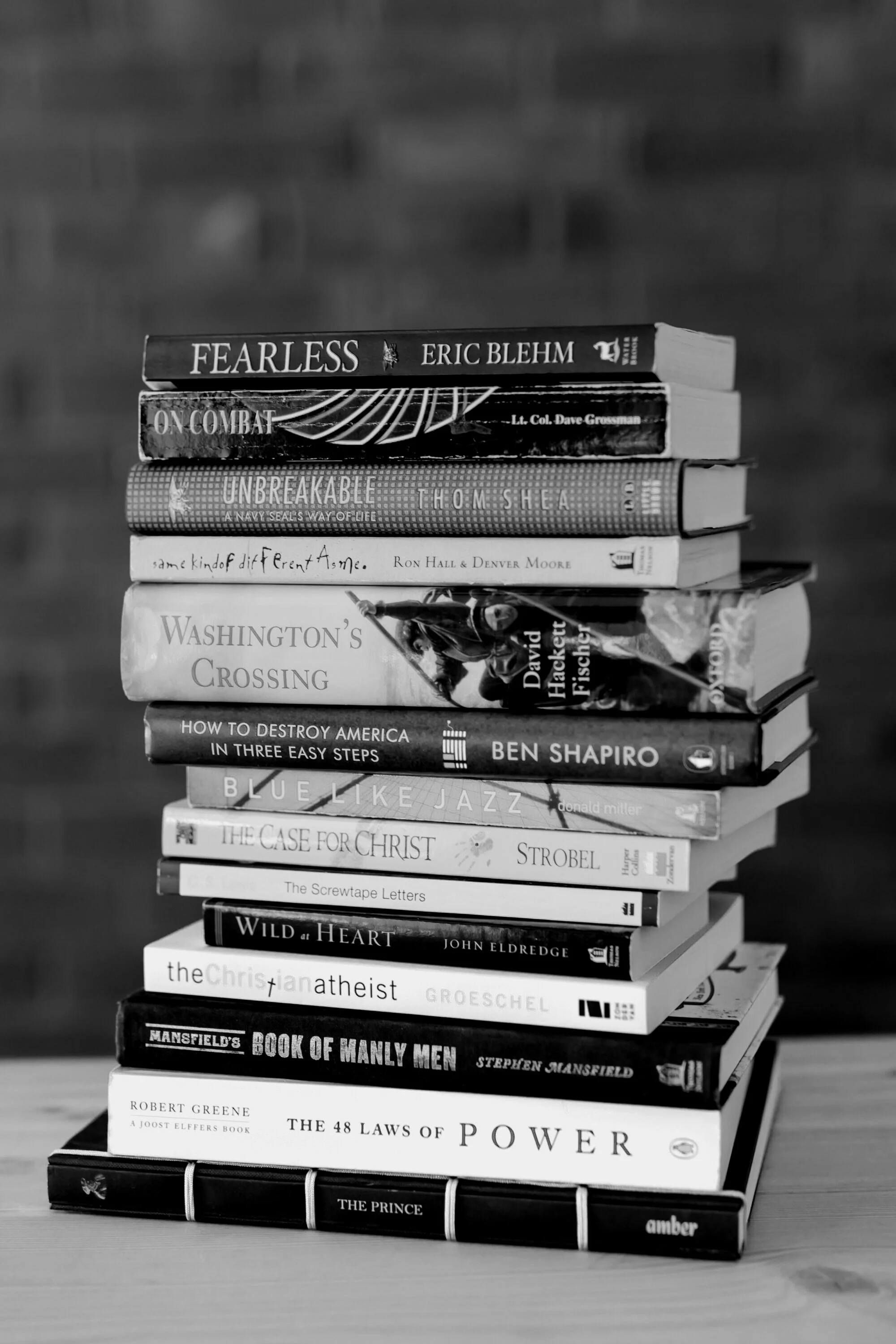 Stack of books from the Undaunted reading list